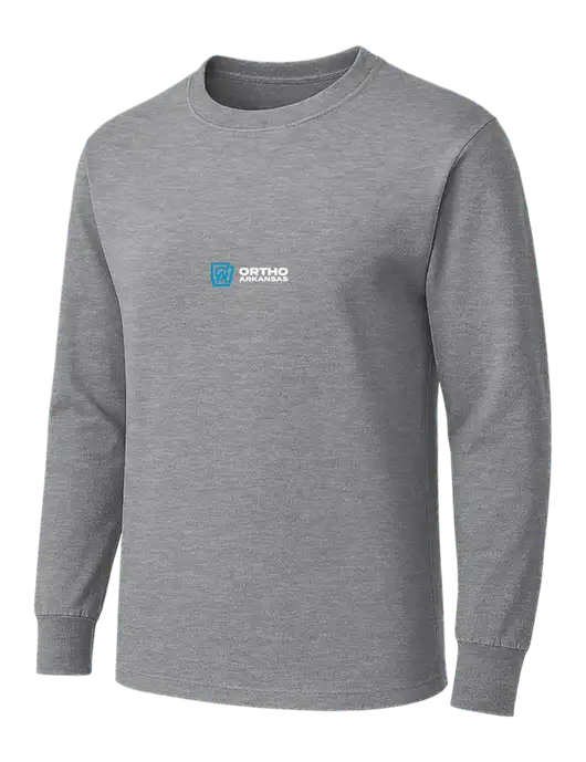 Medium Grey Heather Heavyweight Long Sleeve 6.1 oz T-Shirt w/Ortho Logo