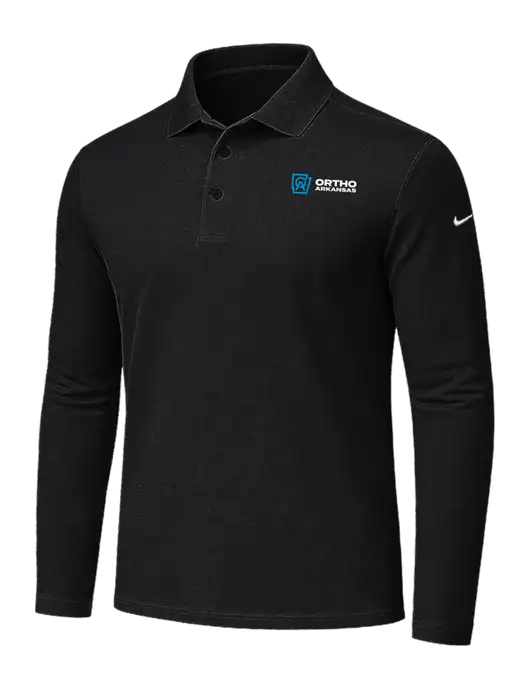 Nike Black Dri-FIT Micro Pique 2.0 Long Sleeve Polo w/Ortho Logo