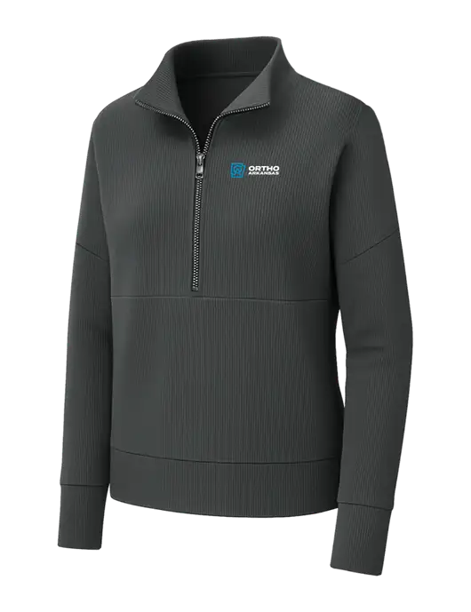 Mercer+Mettle Womens Dark Grey Linear Texture Quarter Zip w/Ortho Logo