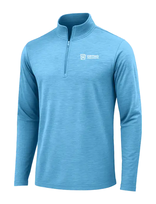 Light Blue Heather Posicharge Tri-Blend Wicking 1/4 Zip Pullover w/Ortho Logo