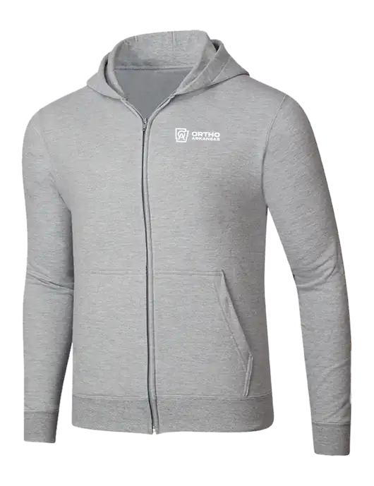 Light Grey Heather 8.5 oz Ring Spun Zip Hooded Sweatshirt w/Ortho Logo