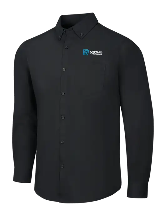 Black Long Sleeve Carefree Poplin Shirt w/Ortho Logo