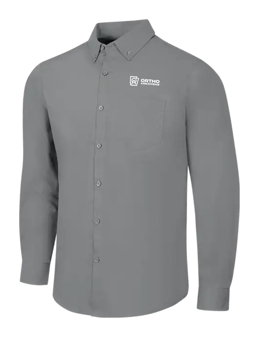 Medium Grey Long Sleeve Carefree Poplin Shirt w/Ortho Logo