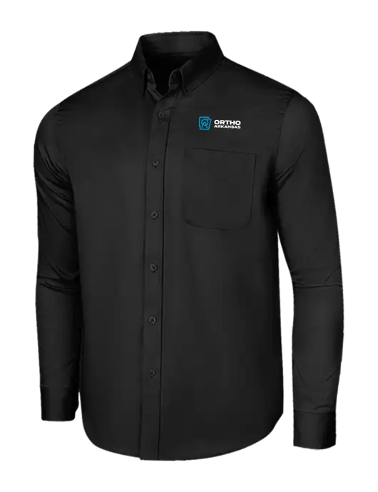 Long Sleeve Deep Black Superpro React Twill Shirt w/Ortho Logo