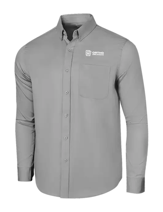 Long Sleeve Light Grey Superpro React Twill Shirt w/Ortho Logo