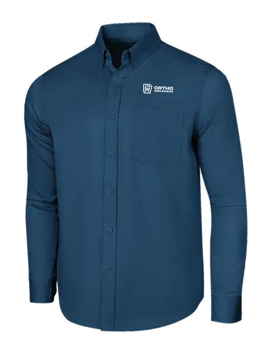 Long Sleeve Light Navy Superpro React Twill Shirt w/Ortho Logo