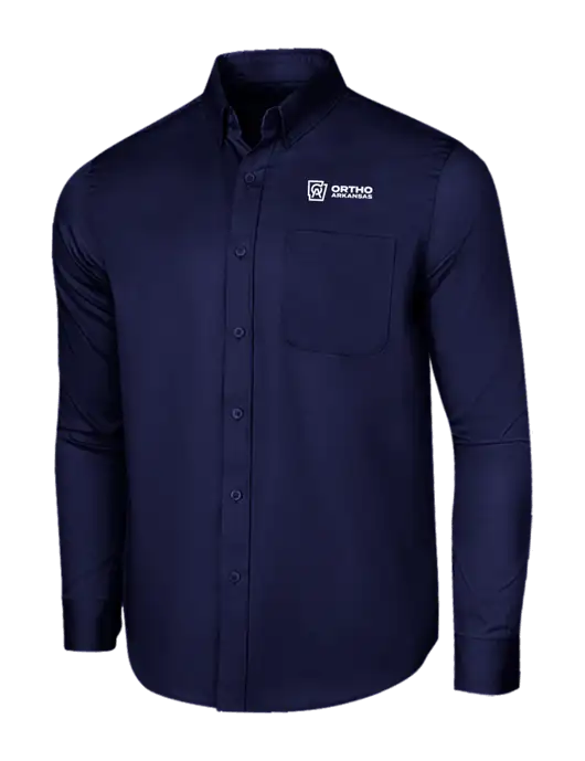 Long Sleeve Navy Superpro React Twill Shirt w/Ortho Logo