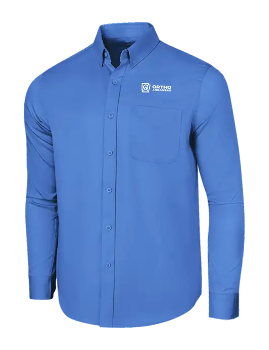 Long Sleeve Dark Carolina Blue Superpro React Twill Shirt w/Ortho Logo