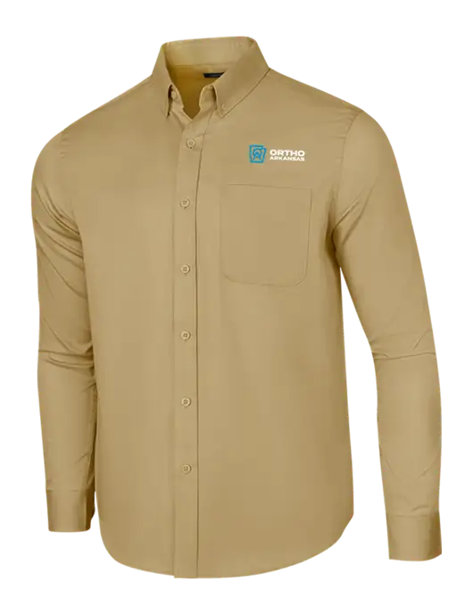 Long Sleeve Dark Tan Superpro React Twill Shirt w/Ortho Logo