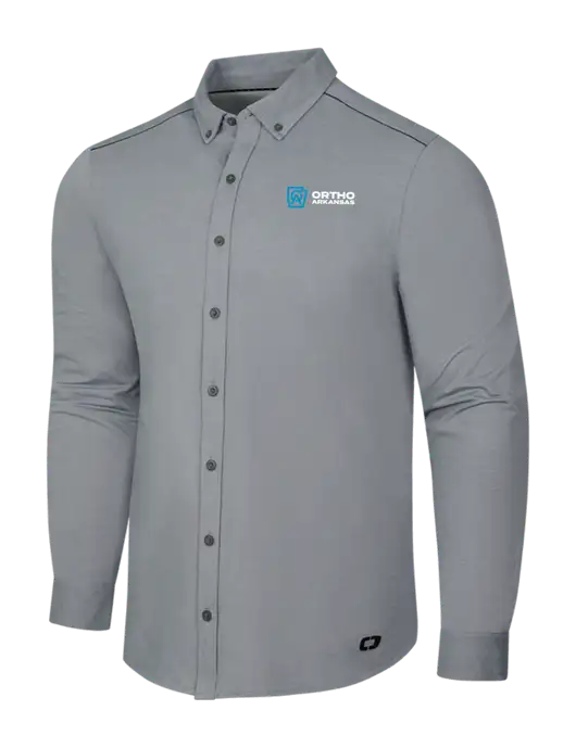 OGIO Medium Grey Heather Modern Code Stretch Button-Up Shirt w/Ortho Logo