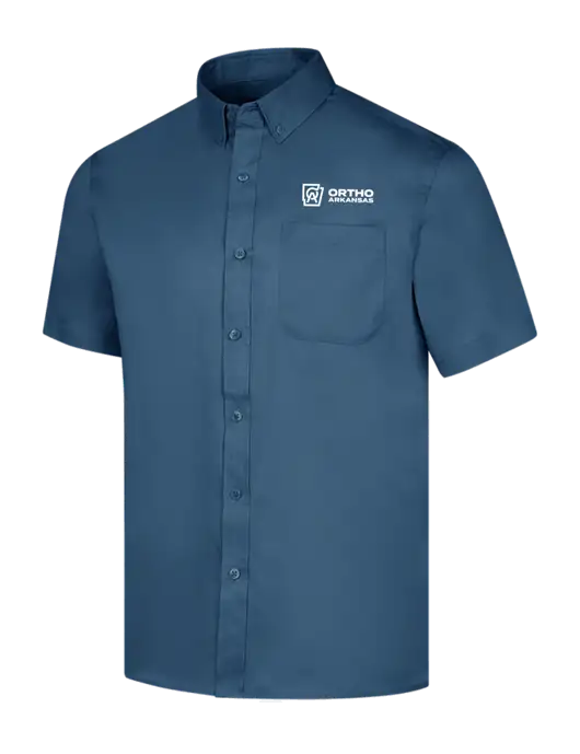 Short Sleeve Light Navy Superpro React Twill Shirt w/Ortho Logo