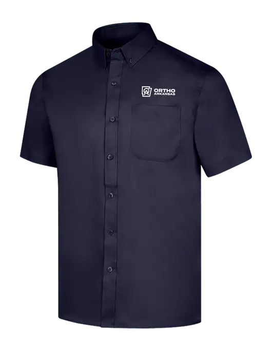 Short Sleeve Navy Superpro React Twill Shirt w/Ortho Logo