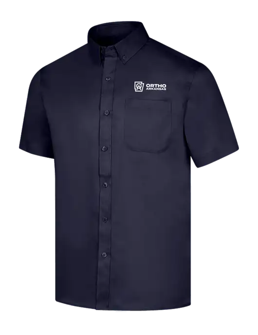 Short Sleeve Navy Superpro React Twill Shirt w/Ortho Logo