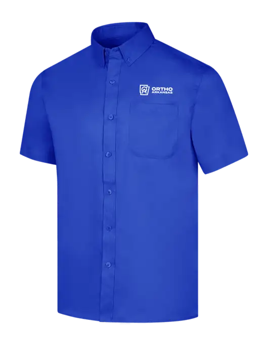 Short Sleeve Dark Royal Superpro React Twill Shirt w/Ortho Logo