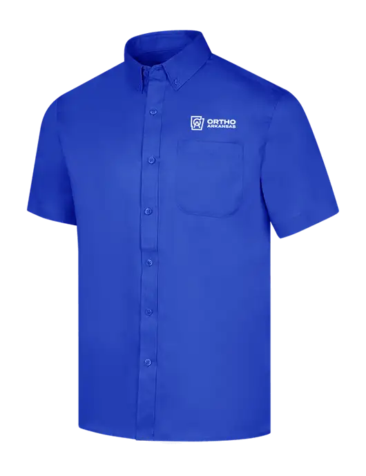 Short Sleeve Dark Royal Superpro React Twill Shirt w/Ortho Logo
