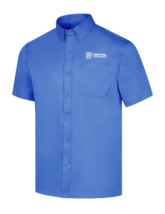 Short Sleeve Dark Carolina Blue Superpro React Twill Shirt w/Ortho Logo