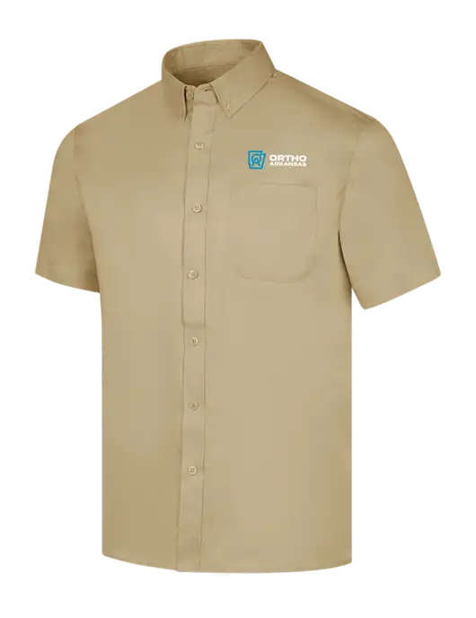 Short Sleeve Dark Tan Superpro React Twill Shirt w/Ortho Logo