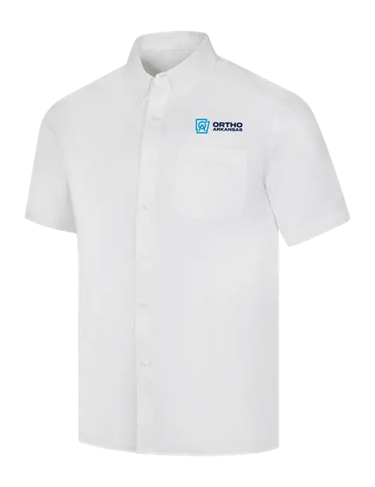 Short Sleeve White Superpro React Twill Shirt w/Ortho Logo