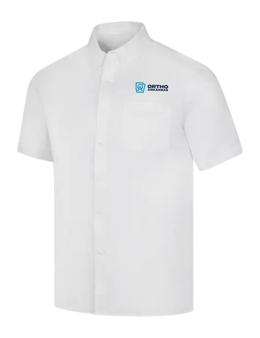 Short Sleeve White Superpro React Twill Shirt w/Ortho Logo