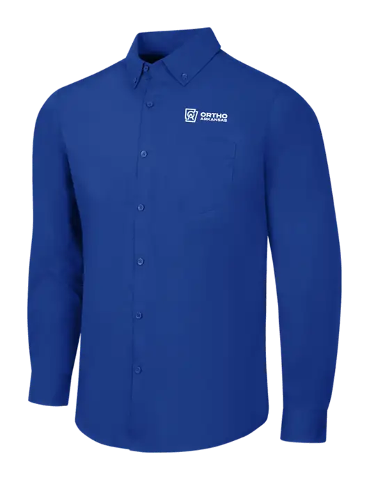 Dark Royal Long Sleeve Carefree Poplin Shirt w/Ortho Logo