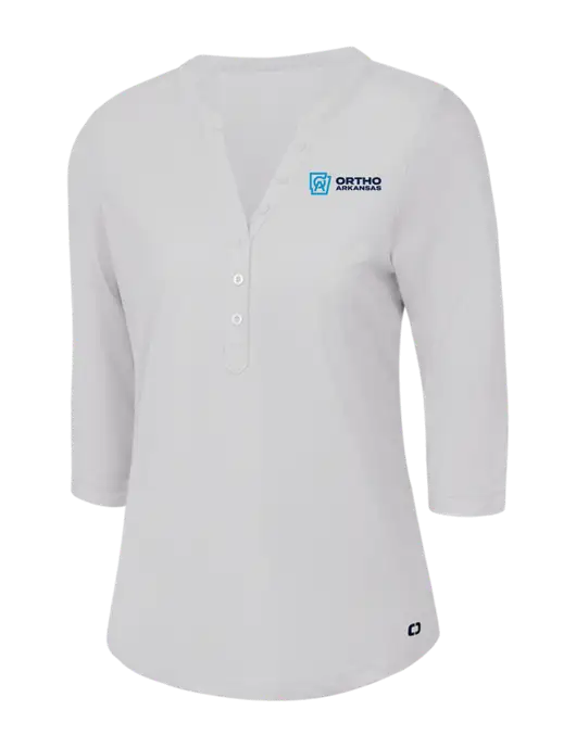 OGIO Bright White Jewel Henley w/Ortho Logo