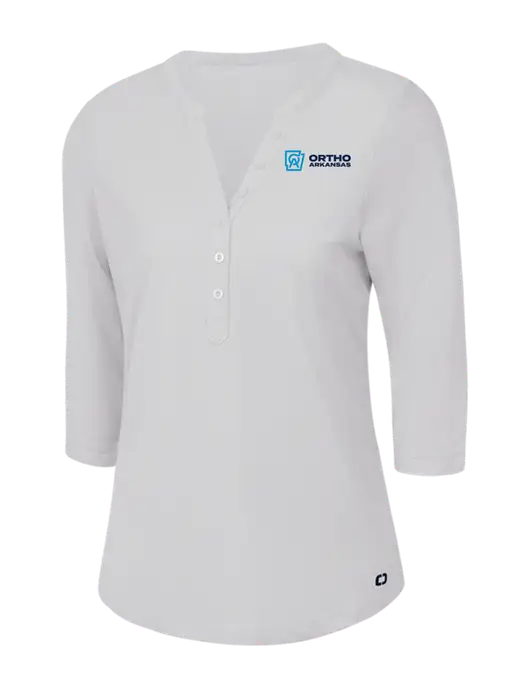OGIO Bright White Jewel Henley w/Ortho Logo