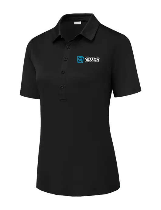 Black Womens Posi-UV Pro Polo w/Ortho Logo