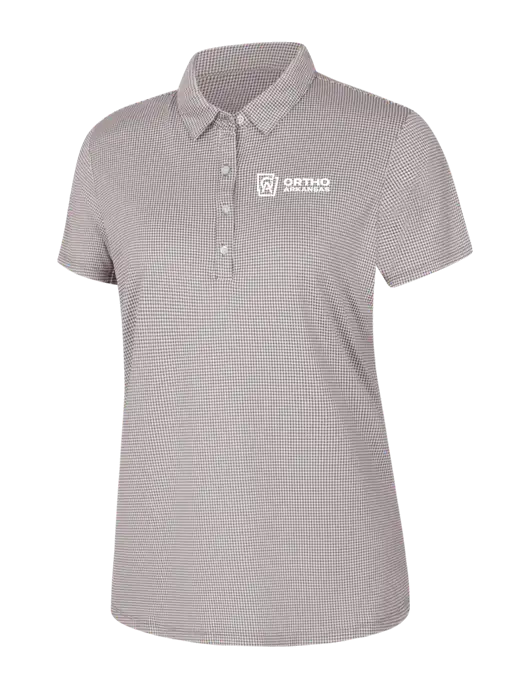 Light Grey/White Womens Gingham Polo w/Ortho Logo