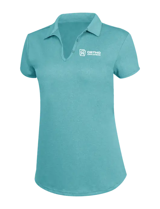Womens Light Teal Trace Heather Polo w/Ortho Logo