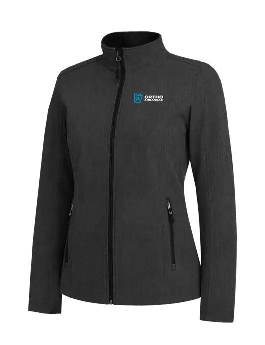 Black Charcoal Heather Womens Core Soft Shell Jacket w/Ortho Logo