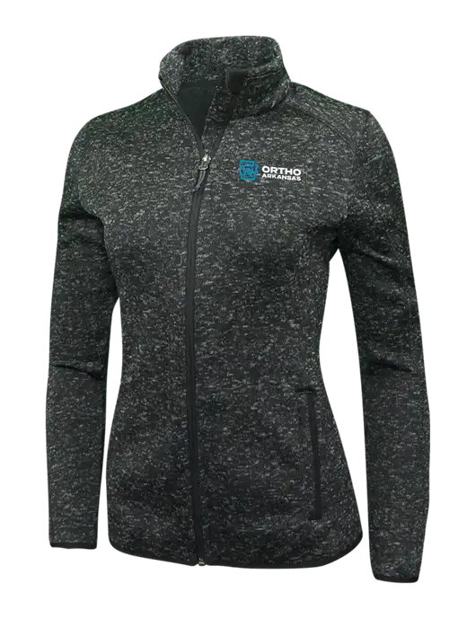 Black Heather Womens Sweater Fleece Jacket w/Ortho Logo