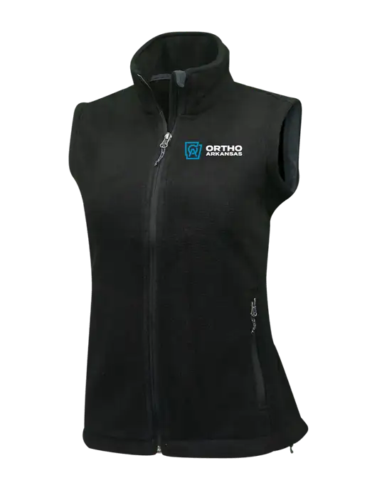Womens Black Fleece Vest w/Ortho Logo