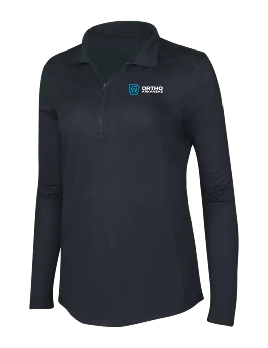 Black Triad Solid Womens Posicharge Tri-Blend Wicking 1/4 Zip Pullover w/Ortho Logo