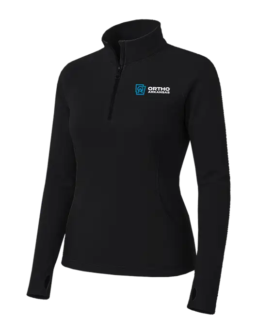 Womens Black Sport Wick Stretch 1/4 Zip Pullover w/Ortho Logo