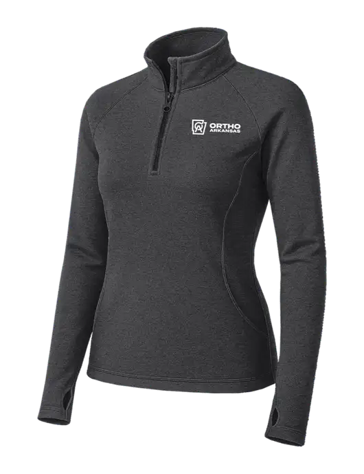 Dark Grey Heather Womens Sport Wick Stretch 1/4 Zip Pullover w/Ortho Logo