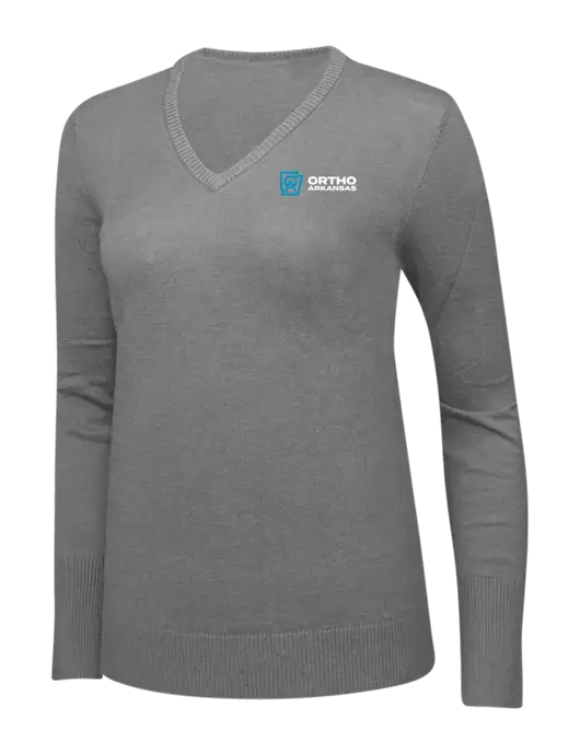 Charcoal Heather Womens V-Neck Sweater w/Ortho Logo