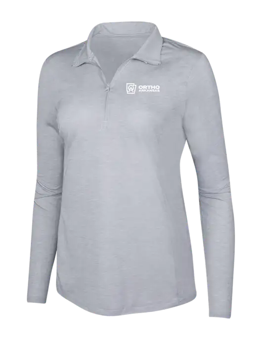 Light Grey Heather Womens Posicharge Tri-Blend Wicking 1/4 Zip Pullover w/Ortho Logo