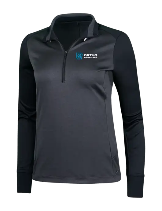 NIKE Anthracite Heather/Black Womens Dry-Fit 1/2 Zip Cover-Up w/Ortho Logo