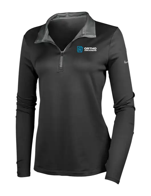 NIKE Black/Dark Grey Womens Dry-Fit Stretch 1/2 Zip Cover-Up w/Ortho Logo
