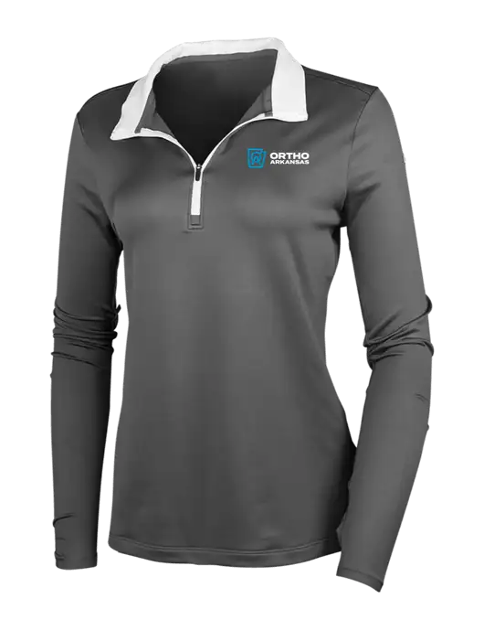 NIKE Dark Grey/White Womens Dry-Fit Stretch 1/2 Zip Cover-Up w/Ortho Logo