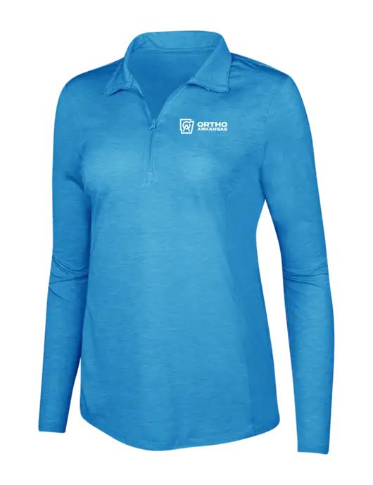 Light Blue Heather Womens Posicharge Tri-Blend Wicking 1/4 Zip Pullover w/Ortho Logo