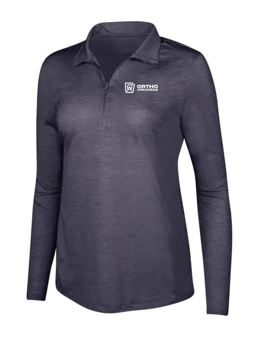 True Navy Heather Womens Posicharge Tri-Blend Wicking 1/4 Zip Pullover w/Ortho Logo