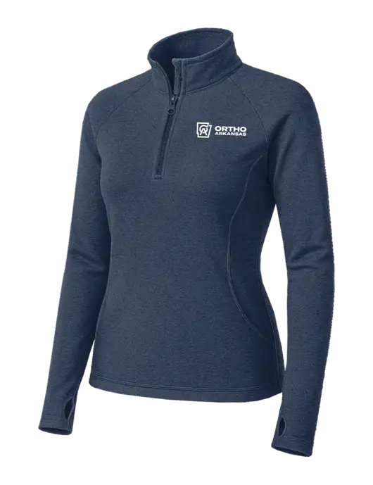 Navy Heather Womens Sport Wick Stretch 1/4 Zip Pullover w/Ortho Logo