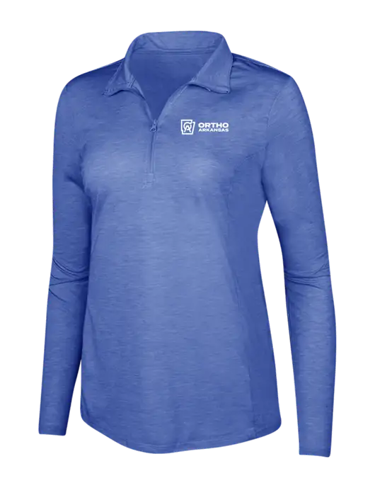 True Royal Heather Women's Posicharge Tri-Blend Wicking 1/4 Zip Pullover w/Ortho Logo