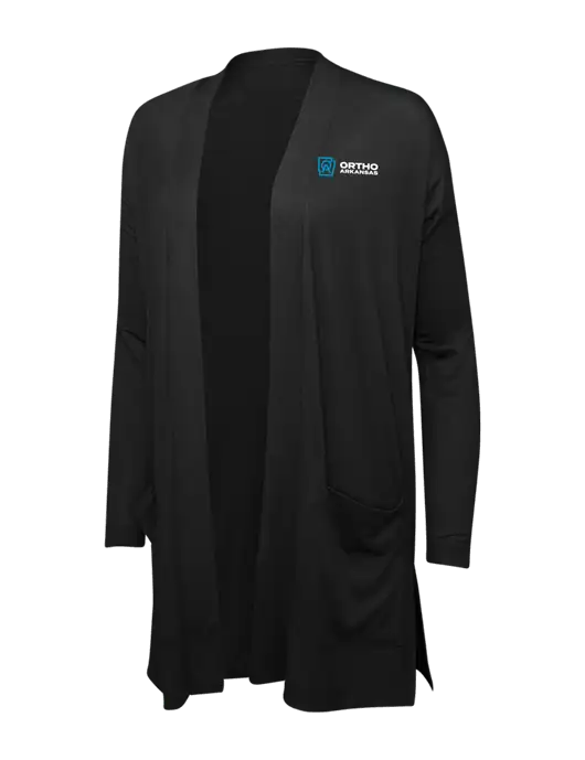 Black Womens Concept Long Pocket Cardigan w/Ortho Logo