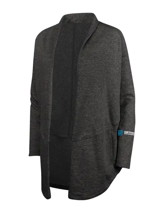 Charcoal Heather/ Medium Heather Grey Womens Interlock Cardigan w/Ortho Logo