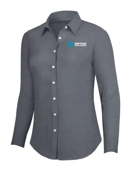 Dark Grey Womens SuperPro Oxford Shirt w/Ortho Logo