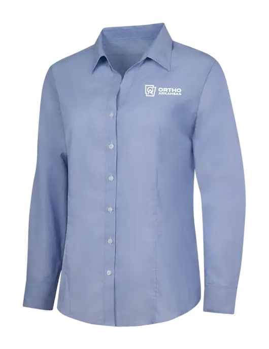Light Slate Blue Womens Crosshatch Easy Care Shirt w/Ortho Logo