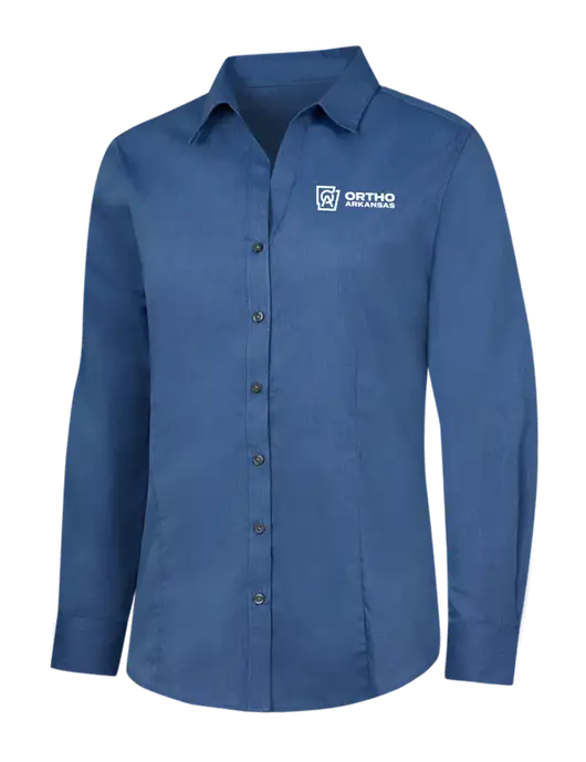 Light Navy Womens Crosshatch Easy Care Shirt w/Ortho Logo