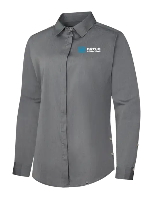 OGIO Womens Medium Grey Heather Commuter Woven Shirt w/Ortho Logo